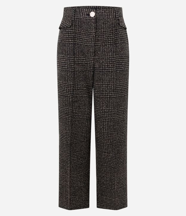 Pantalón Recto Estruturado con Estampa de Cuadros 7