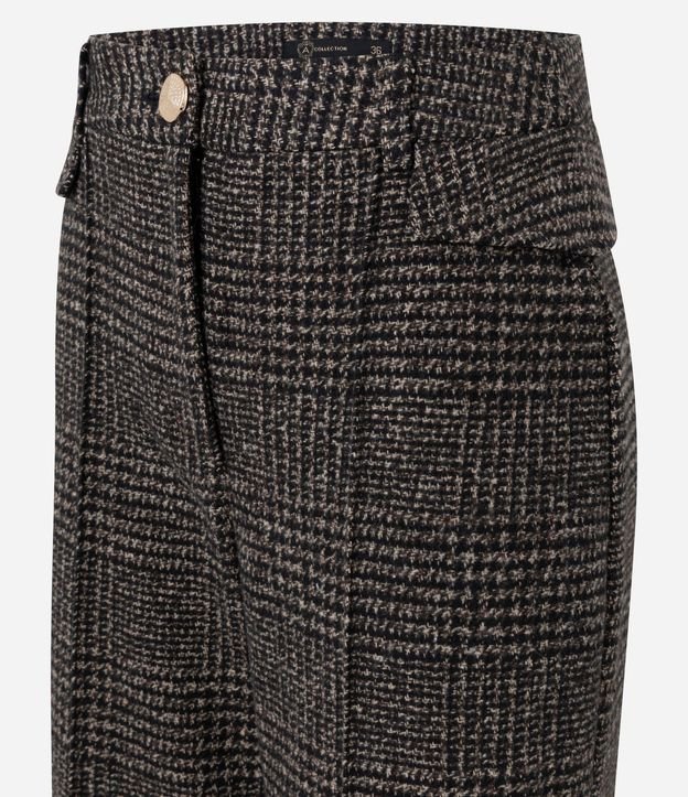 Pantalón Recto Estruturado con Estampa de Cuadros 8