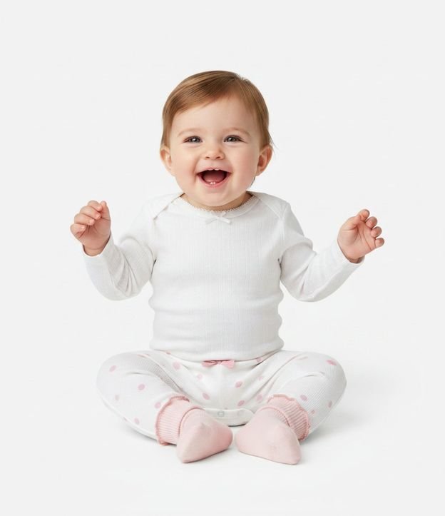 Pantalón Legging Infantil en Rib con Estampado de Lunares y Moña – Talle RN a 18 Meses 1