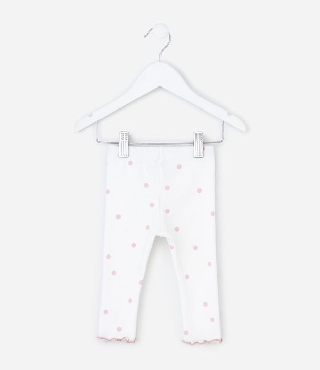 Pantalón Legging Infantil en Rib con Estampado de Lunares y Moña – Talle RN a 18 Meses 3