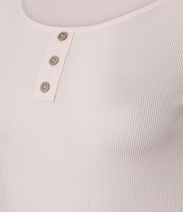 Blusa Pijama Acanalada con Botones en el Cuello Redondo 5