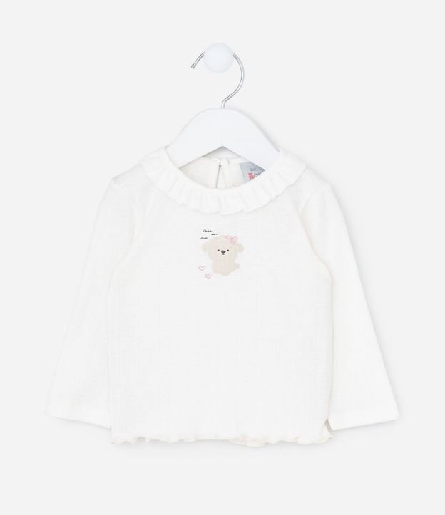 Remera Infantil en Pointelle con Estampado de Poodle – Talle 0 a 18 Meses 2