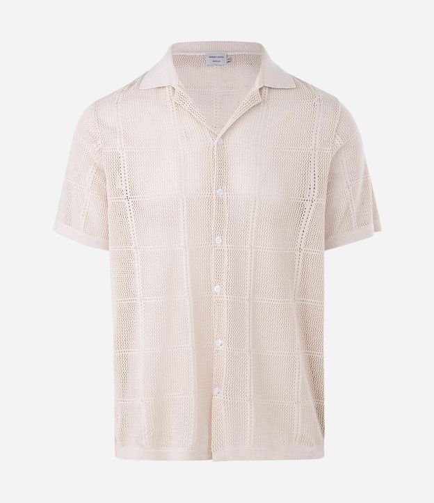 Camisa Regular con Efecto Ganchillo y Textura Cuadriculada 4