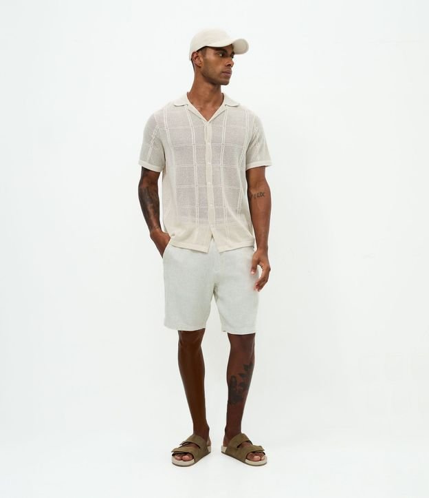 Camisa Regular con Efecto Ganchillo y Textura Cuadriculada 2