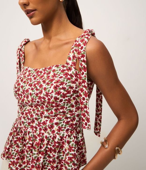 Blusa Peplum Floral con Asa de Lazo 3
