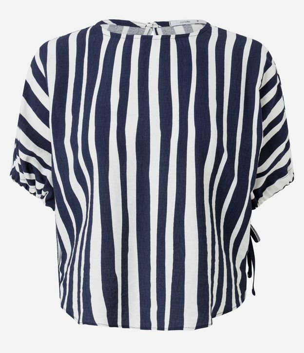 Blusa Manga Corta Maquinetado con Estampado Rayada 6