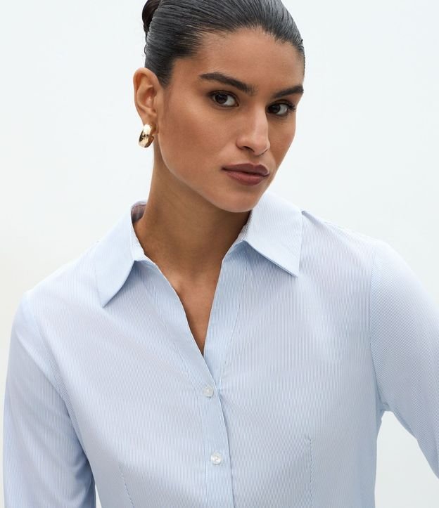 Camisa en Tricolina Rayada con Tejido de Bambú 7