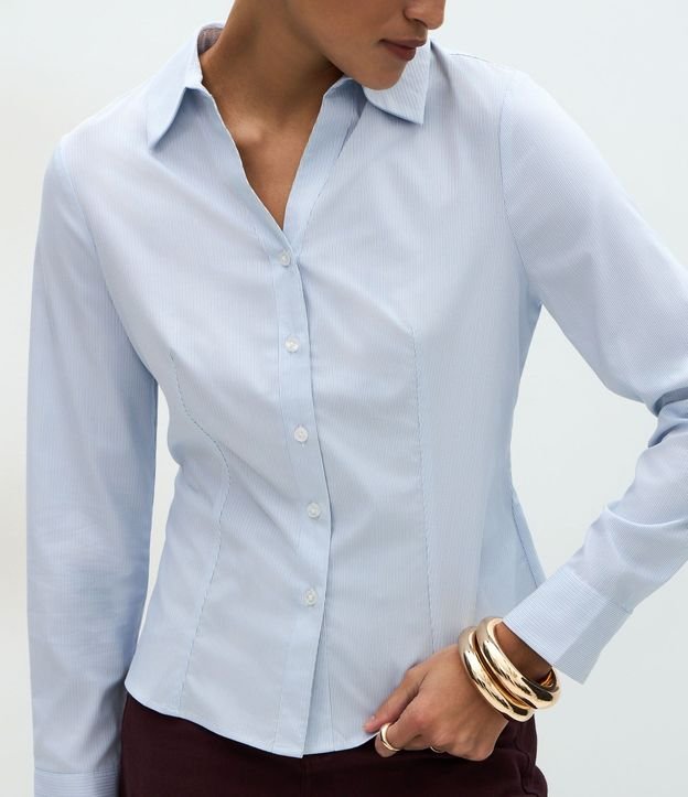 Camisa en Tricolina Rayada con Tejido de Bambú 8