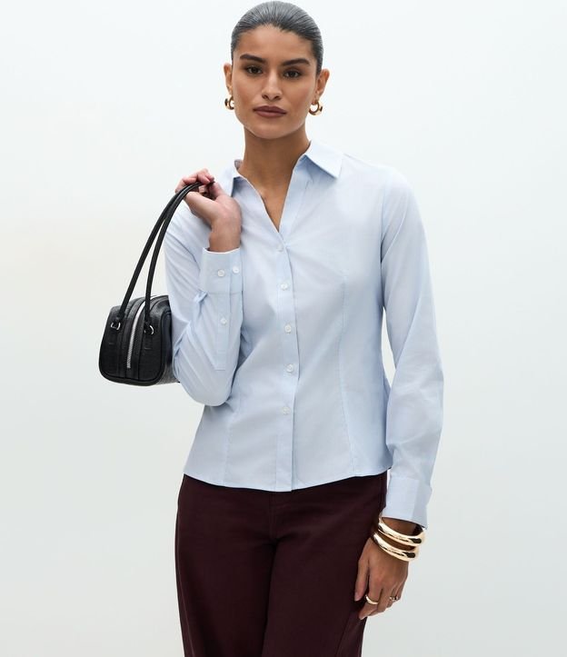 Camisa en Tricolina Rayada con Tejido de Bambú 5