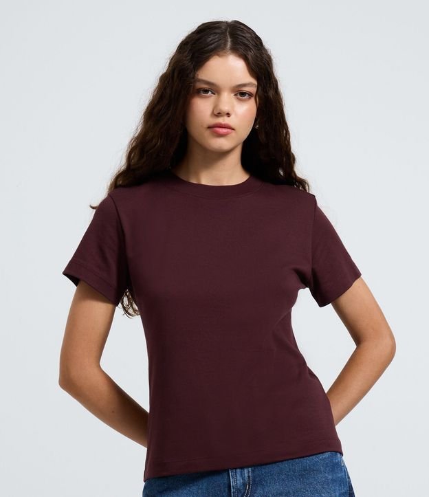 Blusa Básica en Algodón Interlock con Cuello Redondo