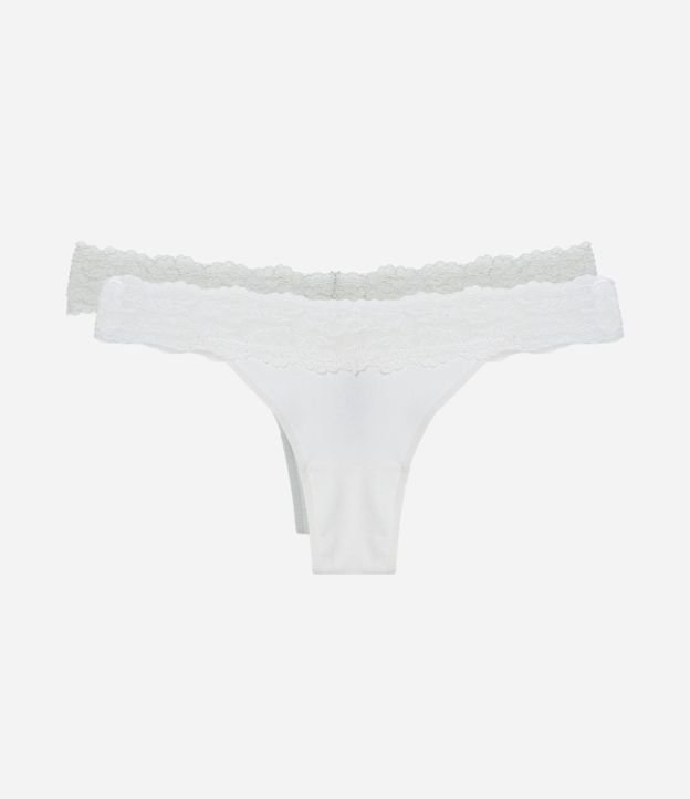 Kit 02 Bombachas Bikini Hilo con Encaje en la Cintura 1