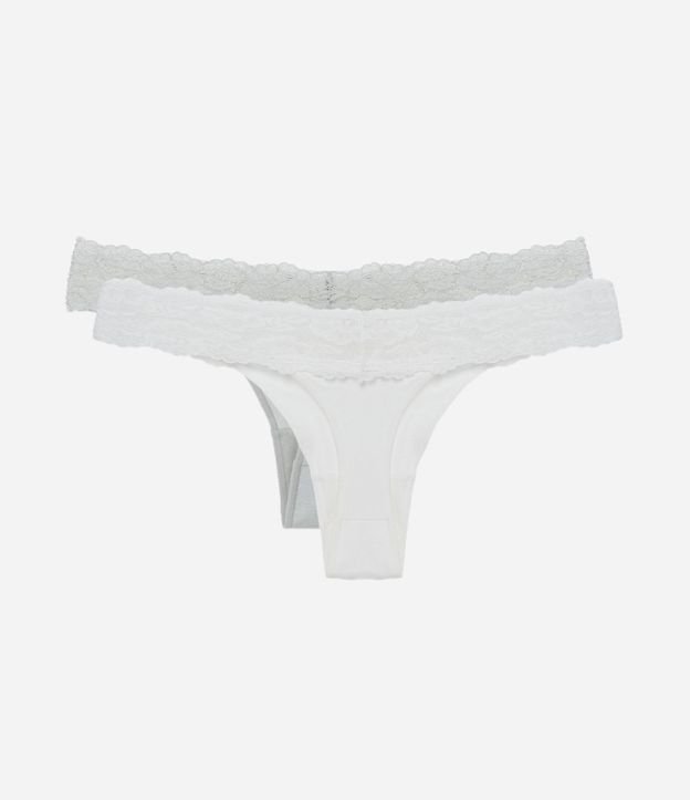 Kit 02 Bombachas Bikini Hilo con Encaje en la Cintura 2