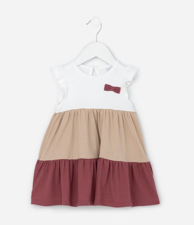 Vestido Infantil con Marias y Lazo Aplicado – Talle RN a 18 Meses