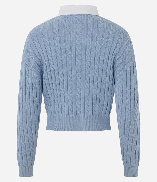 Buzo Cropped en Punto con Cuello Polo Contrastante 7