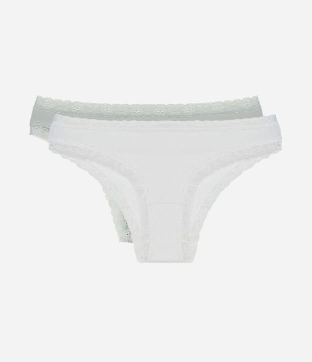 Kit 02 Bombachas Bikini en Algodón con Encaje Lateral