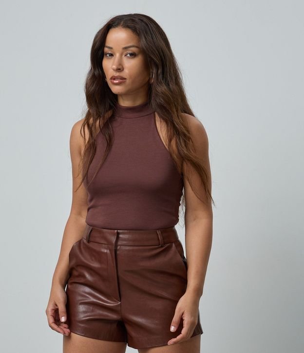 Blusa sin Manga en Punto Roma con Cuello Halter