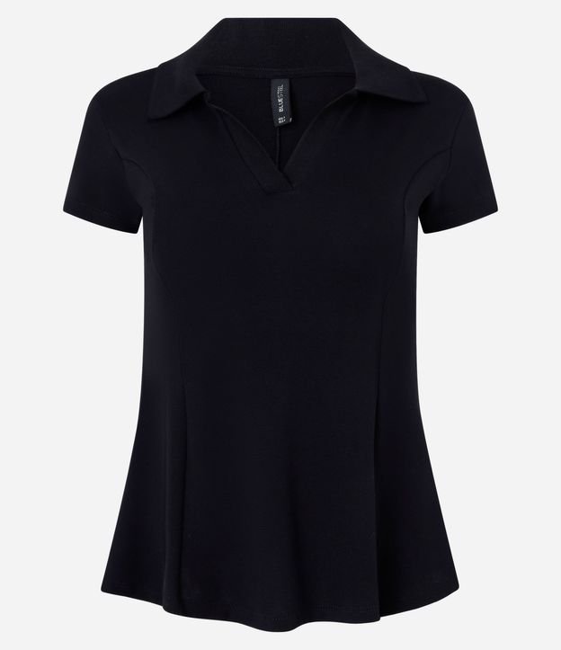 Blusa Peplum en Rib con Cuello Polo 4