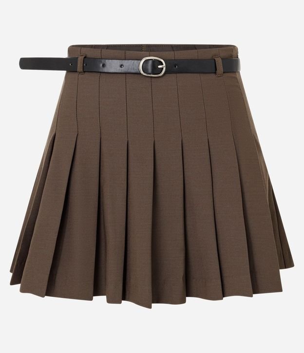 Short Pollera en Sastrería con Pliegues y Cinturón Ajustable