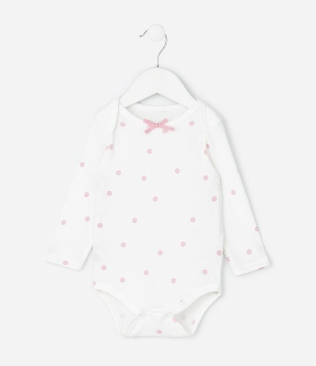 Body Infantil en Rib de Lunares con Lazo Aplicado – Talle 0 a 18 Meses