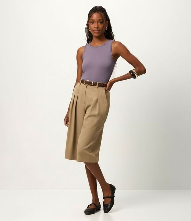 Blusa Básica en Viscosa con Cuello Redondo