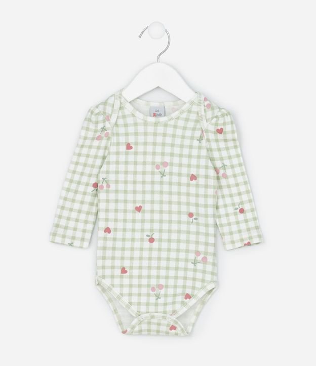 Body Infantil en Vichy con Estampado de Cerezas – Talle RN a 18 Meses