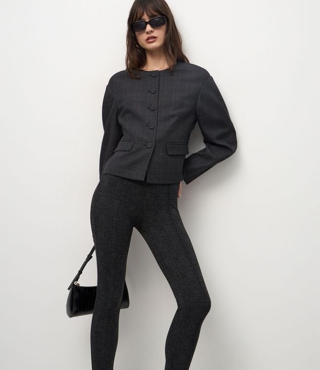 Pantalón Legging en Punto Roma con Nervuras y Cintura Elástica 2