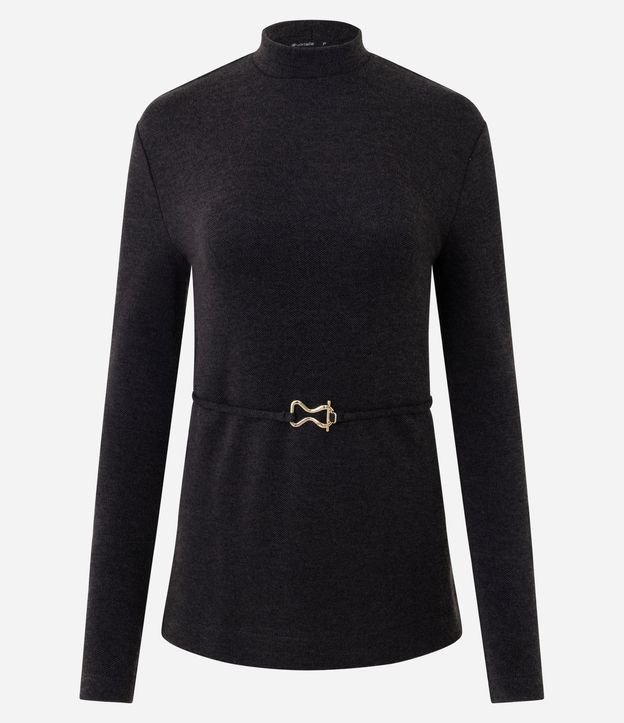 Blusa Alargada en Piquet con Cintillo y Cuello Alto 5