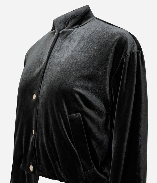 Campera Bomber en Terciopelo con Puños Ajustados 7