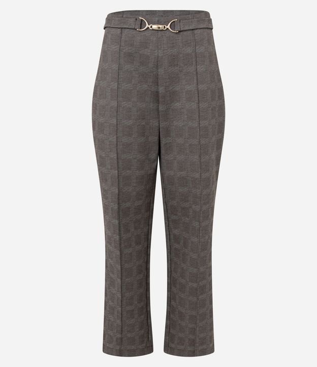 Pantalón Entallado con Estampa Escocesa y Aplique en la Cintura 5