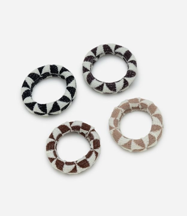 Kit 04 Gomitas para el Pelo con Estampa Geométrica