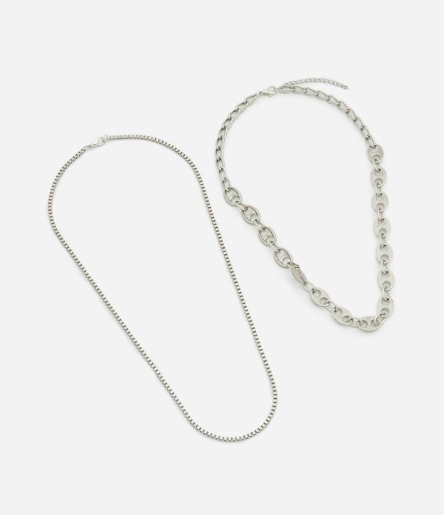 Kit 02 Collares Cadenas de Eslabones en Metal Liso 3