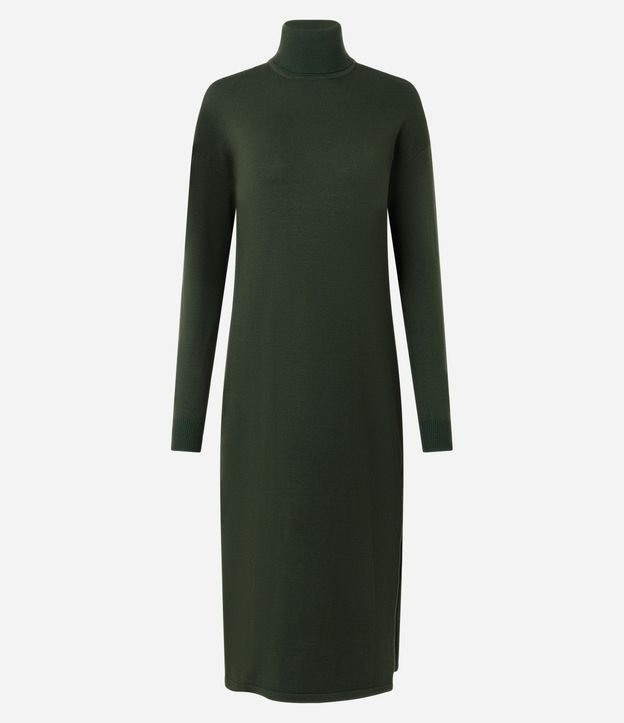 Vestido Midi de Punto con Cuello Alto