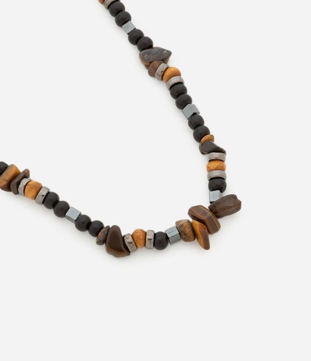 Collar de Gravas en Metal con Contas en Madera y Piedra