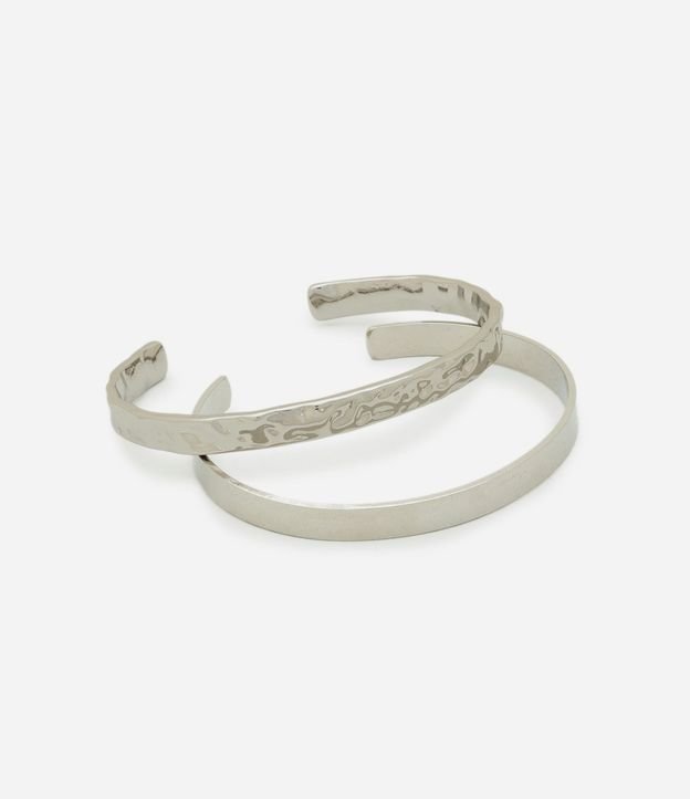 Kit 02 Braceletes Metalizados con Textura 2