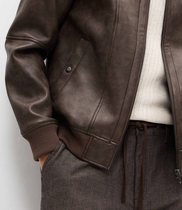 Campera Masculina PU Lavado con Cremallera 3