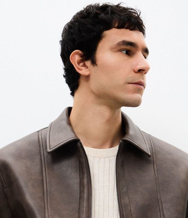 Campera Masculina PU Lavado con Cremallera 5