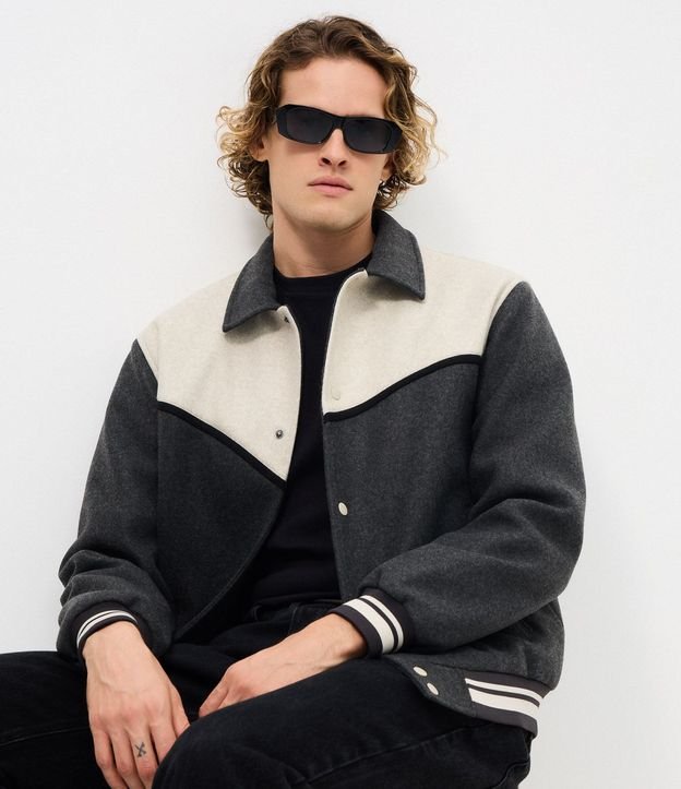 Campera Polyvelour Bicolor con Cuello Polo 1