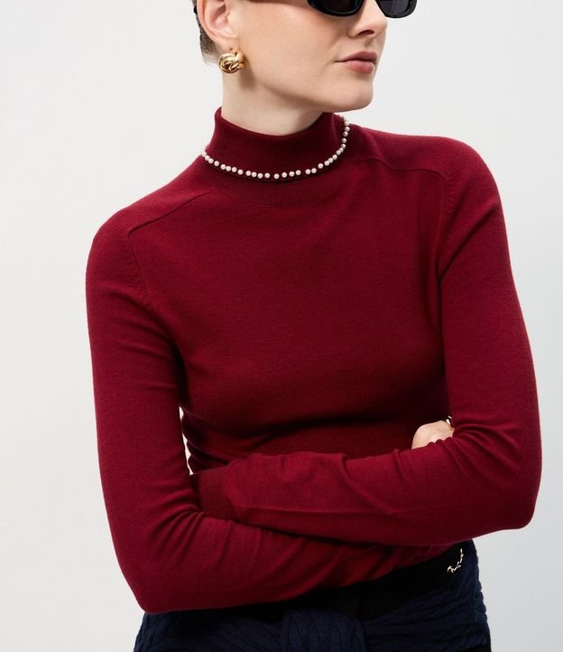 Blusa Regular en Punto con Aplicación de Lunares en el Cuello 4