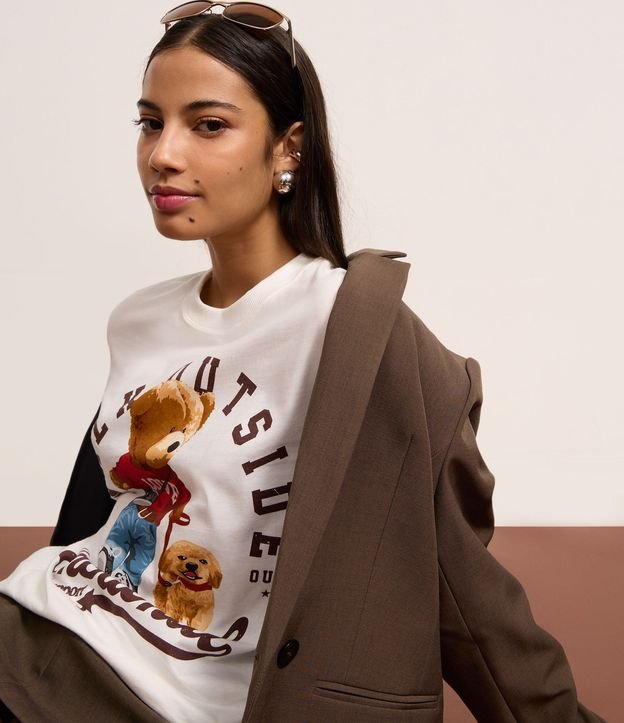 Remera en Algodón con Estampado de Oso Walk Outside 4
