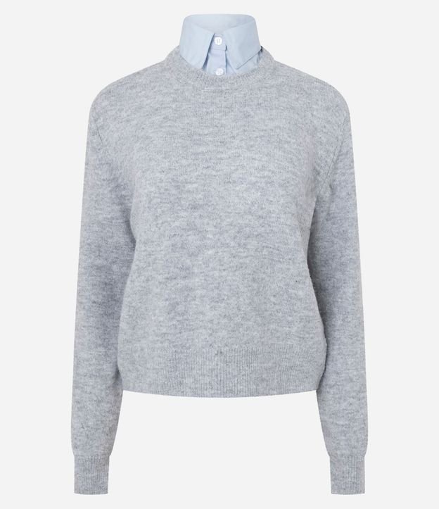 Suéter Regular en Tricot con Efecto de Cuello Superpuesto 4