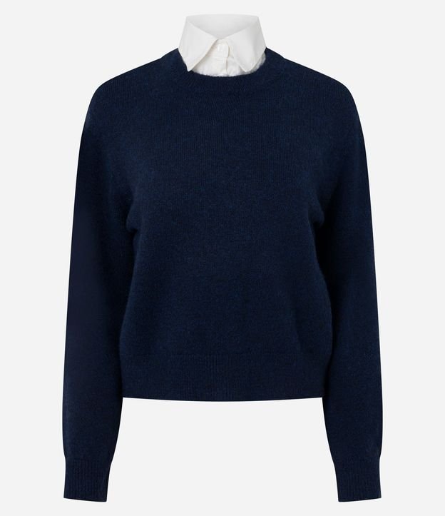 Suéter Regular en Tricot con Efecto de Cuello Superpuesto 5