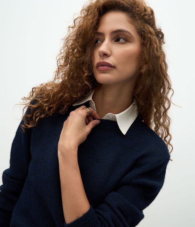 Suéter Regular en Tricot con Efecto de Cuello Superpuesto 3
