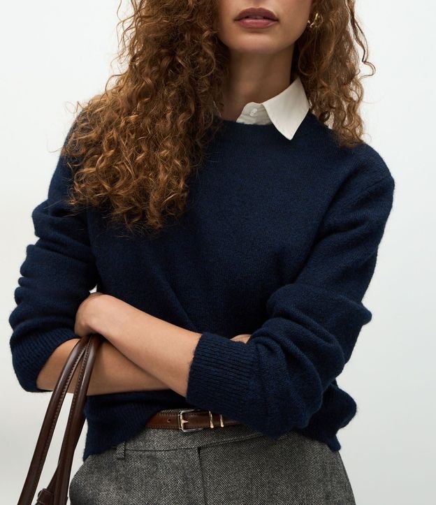Suéter Regular en Tricot con Efecto de Cuello Superpuesto 4