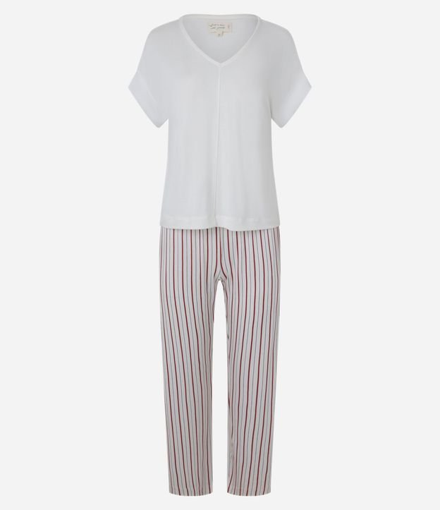 Pijama Largo con Pantalón Rayada