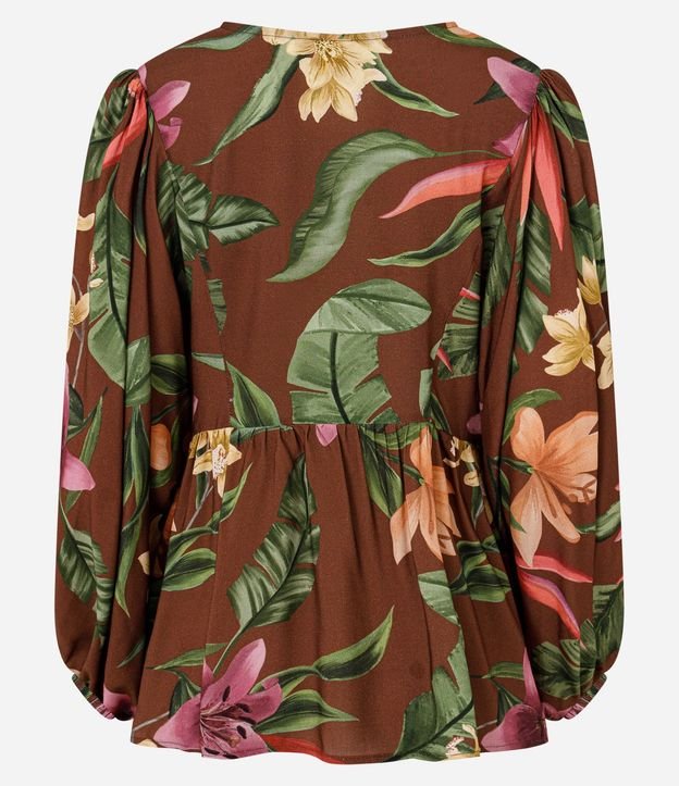 Blusa en Viscosa con Escote V y Estampado Floral 10
