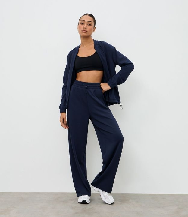Pantalón Deportivo Recto en Modal con Detalle en Rib