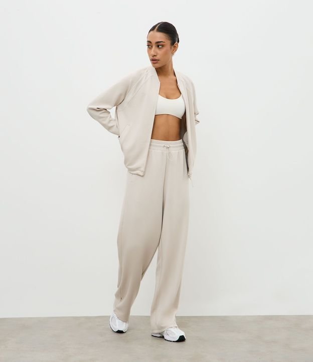 Pantalón Deportivo Recto en Modal con Detalle en Rib