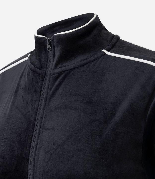 Campera Deportiva en Plush con Piping Contrastante 4