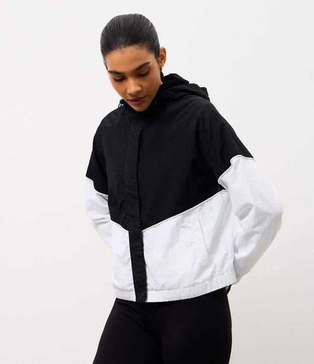 Campera Rompe Viento Bicolor en Laise con Capucha
