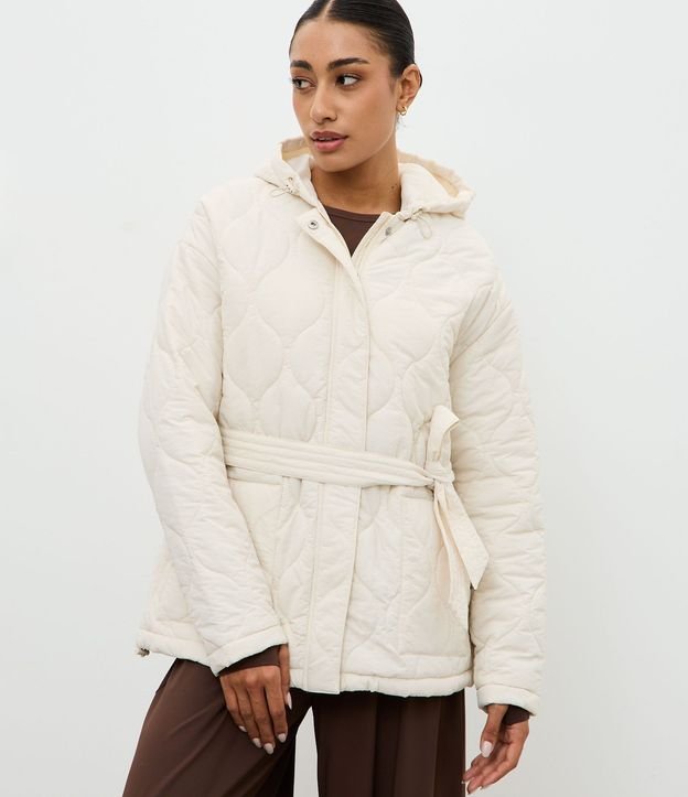 Campera Acolchonada Alargada con Cinturón